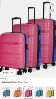 Nicobar Hard-sided Luggage Set of 3 Pink and Sky Blue (55, 65 & 75 Cm)--(location specific)