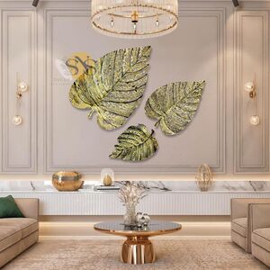 SNS DECOR Luxury Metal Abstract Figures Leaf Wallart Set of 3 Handcrafted Wall Sculpture