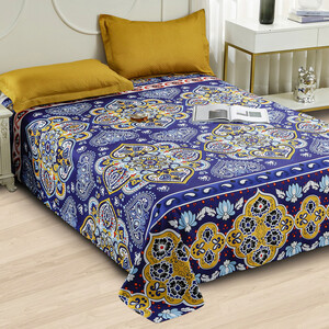 Story@home Microfiber Double Flat 240 TC Printed 1 Bedsheet with 2 Pillow Covers (Purple, Yellow)