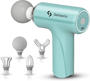 SELLASTIC Forge Massage Gun | Body Massager for Pain Relief | Massage Gun for Back Leg & Full Body | 4 Specialized Heads For Full Body Pain Relief - Multicolor (Forge) :
