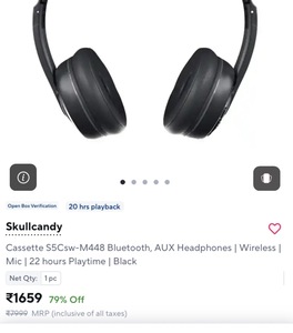 Skullcandy Cassette S5Csw-M448 | Wireless Bluetooth Headphones With Mic 
