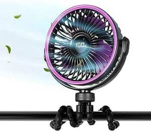  Gesto High Speed Rechargeable Clip-On Table Fan with Digital Display – 360° Moving USB Charging Fan for Home,Kitchen,Treadmill,Car,Stroller | 2000mAh Battery,5 Speed Mode,Portable Battery Operated Fan 