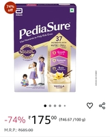 Amazon Now- Pediasure Nutritional Drink Powder, Vanilla, Scientifically Designed Nutrition for Supporting Kids Growth 375 gm 