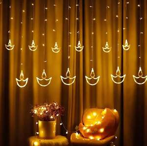 GIGAWATTS Paarth LED 10 Diya Curtain String Light with 8 Modes 