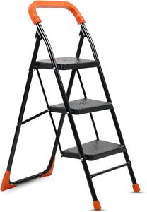 CIPLA PLAST Heavy Duty Folding Ladder with Wide Steps | Lifestyle 3 Steps Foldable | Slip-Resistant | High Strength Long Durable for Home, Kitchen |