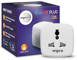 Wipro 10A WiFi, Suitable for Small appliances, with Voice & App Control Smart Plug (White)