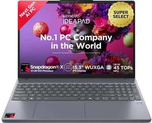 Lenovo IdeaPad Slim 3 Next Gen AI PC WUXGA IPS Copilot + PC with 1Yr ADP Snapdragon X - (16 GB/512 GB SSD/Windows 11 Home) 15Q8X10 Thin and Light Laptop (15.3 Inch, Luna Grey, 1.55 Kg, With MS Office)