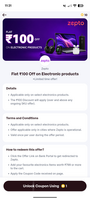 Flat ₹100 Off on Electronic products in Zepto
coupon from Canara Bank app