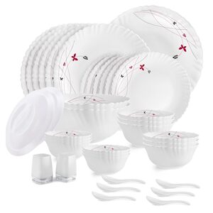CELLO Lush Fiesta Dazzle Series Opalware Dinner Set of 37 Pieces