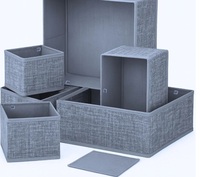 Skrill Non Woven 6-Piece Foldable Clothing Storage Box Set| Cube Baskets,Bins & Dividers for Closet & Dresser Drawer Organization| Storage for Shirts, Pants,Underwear,Bras,Socks&More(Crosshatch Grey)