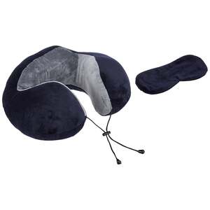 Amazon Basics Premium Travel Neck Pillow + Sleeping Eye Mask Combo 