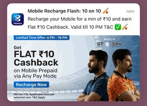 Bajaj App | Mobile Prepaid Recharge | Any mode | Flat 10 cb on 10 | Valid till 10 pm