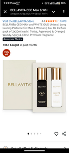 BELLAVITA CEO MAN and WHITE OUD Unisex | Long Lasting Perfume for Man & Woman | Eau De Parfum pack of 2x20ml each | Tonka, Agarwood & Orange | Woody, Spicy & Citrus Premium Fragrance