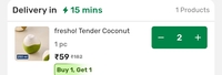 BIGBASKET tender coconut ₹59 B1G1