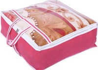 Kuber Industries Blanket Cover | Non-Woven Blanket Cover | Zipper Storage Bag For Blanket Organizer With Top Transparent Window | Extra Large | Extra Large | Pink, 53 Cm, 22 Cm