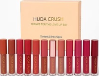 Mini Lipstick Combo Set - 12Pcs Liquid Lipstick Waterproof, Long Lasting Matte Finish, Red, Pink, Maroon, Nude, Brown Lipstick Gift Set for Women - Perfect Lipstick for Dusky Skin Tone