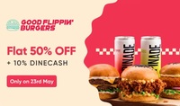 Swiggy Dineout: Flat 50% Off on Everything at Good Flippin Burgers (23rd May)