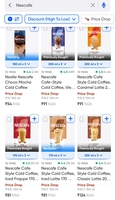 Instamart | Search Nescafe at Good Discount | Nescafe Cafe Style Cold Coffee, Classic Latte 200 ml Pack of 3 | PRICE DROP 