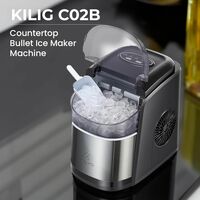 Kilig C02B Countertop Ice Maker Machine | 9 Ice Ready in 5 Mins | 15Kg-24H | Self-Cleaning Function | Portable Ice Maker with Ice Scoop & Basket for Home/Party/Camping

