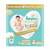 Pampers Premium Care Pant Style Baby Diapers | Large (L size) | 88 Count | Voted India's Softest | All-in-1 with 360 Cottony Softness Diapers| 9-14kg

