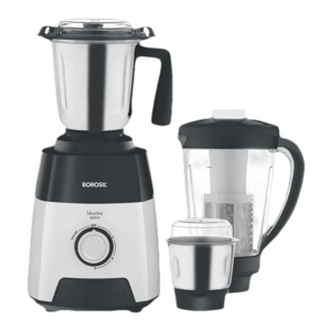 BOROSIL Silverline 600 Watt 3 Jars Mixer Grinder (20000 RPM, Blow Breaker for Blending, Black & Silver)