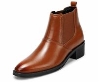 Kraasa Men’s Height Increasing Chelsea Boots | PU Leather Slip-On Ankle Boots | Comfortable Formal & Smart Casual Footwear