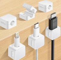 Afrodite Magnetic Cable Clips, Cord Organizer Holder, for Desk Cable Management, Adhesive Wire Keeper for Desk in Bedroom Living Room Kichen Office and for Car (White-9 pcs)