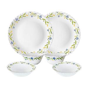 Larah by Borosil Cripper Opalware Dinner Set, 6 -Piece, White
