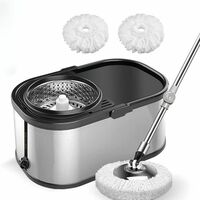 Rokoo 360 Degree Spin Stainless Steel Bucket Mop (Silver)

