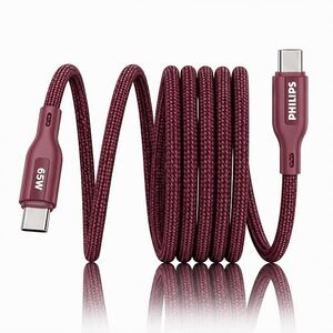 PHILIPS DLC4130CI/94 65W Type-C to Type-C Fast Charging Cable (1m, Iron Red)