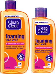Clean & Clear Foaming Face wash 390ml| Clinically proven| Pimple & Acne removal Face Wash (390 ml)