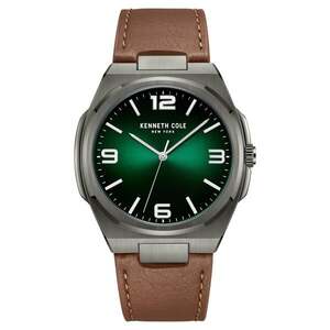 Kenneth Cole Quartz Analog Green Dial Brown Leather Strap Watch for Men