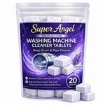 Super Angel Lavender-scented 20 Pcs Washing Machine Deep Cleaner Descaler Tablets for All Front and Top Load Machines, with Descaling and Stain-Removing Power

