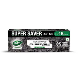 DABUR Herb'L Activated Charcoal Toothpaste 240G (120G x2, Pack of 2)