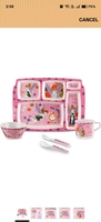 Cello Kidzbee Pentameal Tinker Bell Melamine Meal Set for Kids, Set of 5, Light Pink | BPA Free and Food-Grade Material | Attractive and Kidfriendly Designs | Break Resistant & Durable Set