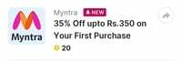 Myntra New User offer: 35% Off upto Rs.350 (Using 20 Flipkart Super Coins)