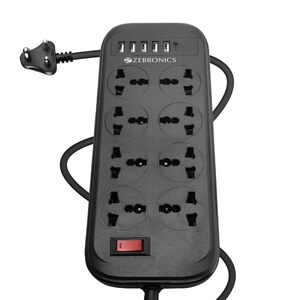 ZEBRONICS Power BAR 282,Extension Board/Strip,2500 Watts,10 Amps,1x Type C Port