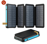 LRSA Solar Power Bank, 20000mAh, Foldable Multiple Solar Panels, Portable Charger for Outdoor Use @500