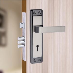 Milton Iron Mortise Lock Set with Lock Handle, K-115 Finish, Black.Silver