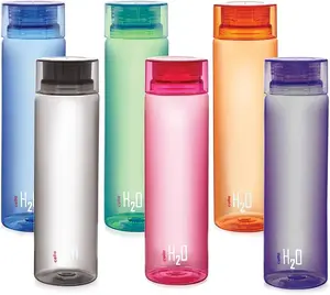 Cello H2O Round Water Bottles Set of 6, 1000ml Each