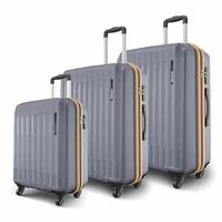 Safari Genius Alley Set of 3 (Cabin + Medium + Large) Trolley Bags Hard Case Polypropylene, 4 Wheels, 360 Degree Wheeling Luggage, Suitcase for Travel, Trolley Bags for Travel, Flintstone