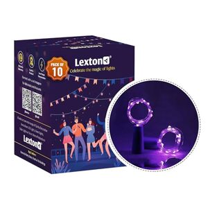 Lexton Cork Light | Bottle Light | Purple Copper String Light | Cork String Light | 10 Pieces | for Valentine's Day, Room décor, Birthdays, Party,Diwali