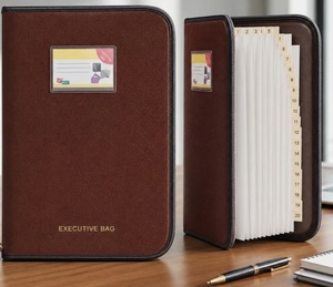  Leatherette Chain Bag Portfolio File 20 Leaf Pack of 1 Files 