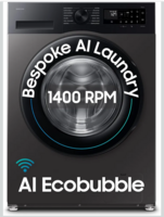 Samsung 9 kg, 5 star, AI EcoBubble, Super Speed, Wi-Fi, Hygiene Steam with Inbuilt Heater, Digital Inverter, Fully-Automatic Front Load Washing Machine