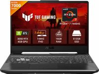 ASUS TUF Gaming A15 (2025) AMD Ryzen 7 Octa Core 7445HS - (16 GB/512 GB SSD/Windows 11 Home/4 GB Graphics/NVIDIA GeForce RTX 3050/144 Hz) FA506NCG-HN199W Gaming Laptop (15.6 Inch, Black, 2.3 Kg)
