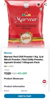 1 KG LAL MIRCHI POWDER@ 229 && 2 KG @ 397