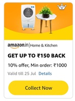 Amazon : Get 10% upto ₹150 on Min ₹1000 Home and Kitchen Shopping order (Account Specific)