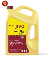 Jivo Groundnut Oil 5 Litre | Cold Pressed, Unrefined Peanut Oil for Cooking | Vitamin A & D Fortified, Chemical-Free Ground Nut Oil