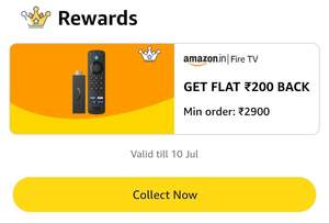Amazon: Get Flat ₹200 back on Min ₹2900 Amazon Fire TV Shopping order