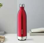 (20x SC value) BOROSIL 1000ml Bolt Trans Red Vacuum Insulated Water Bottle, 24 Hours Hot & Cold Flask 1000 ml Steel Bottle (Pack of 1, Red)